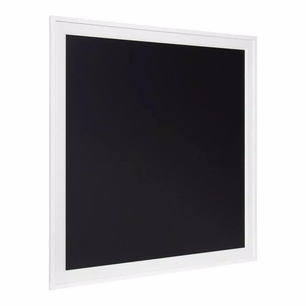 DesignOvation Bosc White Chalkboard Magnetic Memo Board, Square Framed Wall Decor
