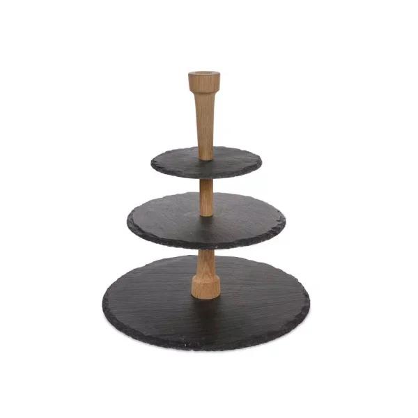 Boska 3-Tier Slate and Oak Cheese Party Tower Serving Tray