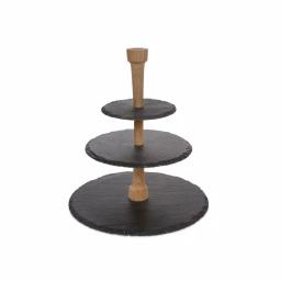 Boska 3-Tier Slate and Oak Cheese Party Tower Serving Tray thumbnail 1