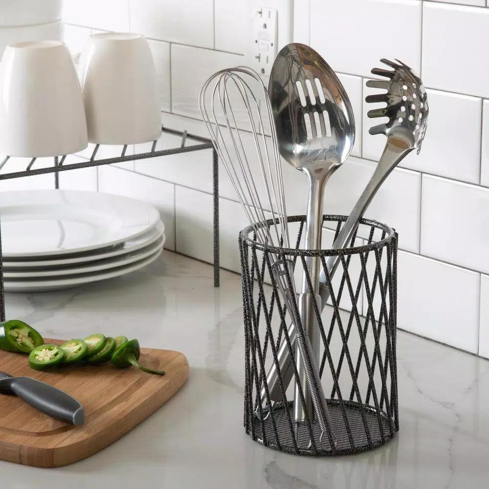 Laura Ashley Speckled Cutlery Basket in Grey