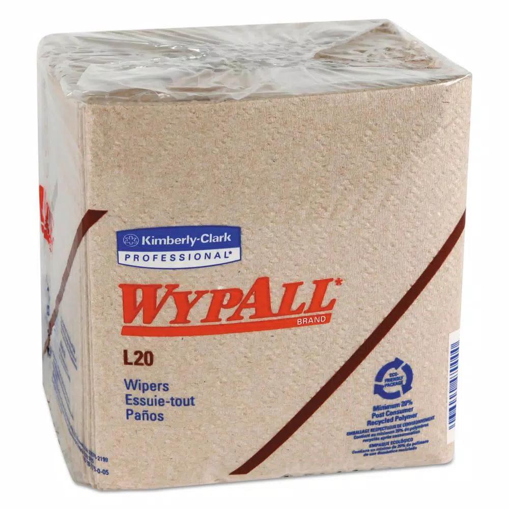 Wypall L20 2-Ply Brown Paper Wipers, 12.5 x 13.25 in, 68/Pack, 12 Packs Per Carton