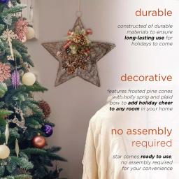 Alpine Corporation 20 in. Rustic Pinecone Christmas Star Hanging Decor thumbnail 5