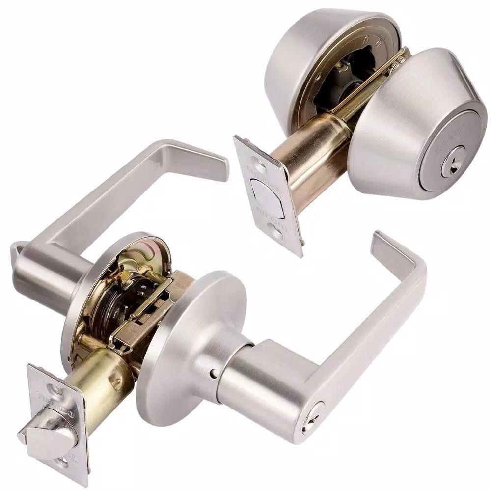 Toledo Fine Locks Double Cylinder Keyed Entry Combination Set, Satin Nickel