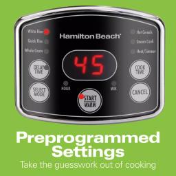 Hamilton Beach 14-Cup Stainless Steel Rice and Hot Cereal Cooker thumbnail 6