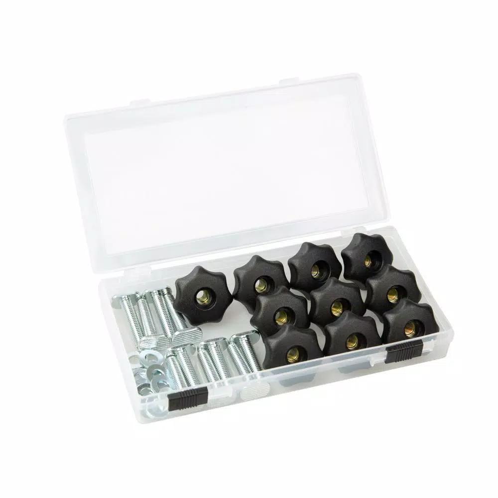 POWERTEC 10-Pack T-Track Knob Kit with 7-Star Knobs, 5/16"-18 Bolts and Washers