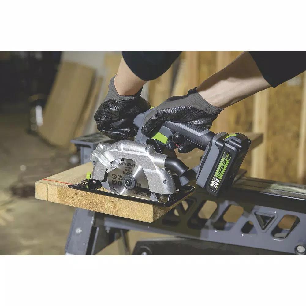 Genesis 20V Cordless 5-1/2 in. Circular Saw Kit with Laser Guide, 2 Ah Battery and Charger
