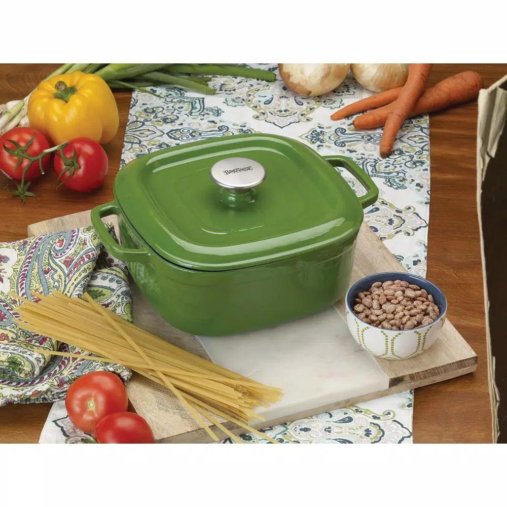 Bayou Classic 4 qt. Enameled Cast Iron Covered Casserole Dish, Cypress Green