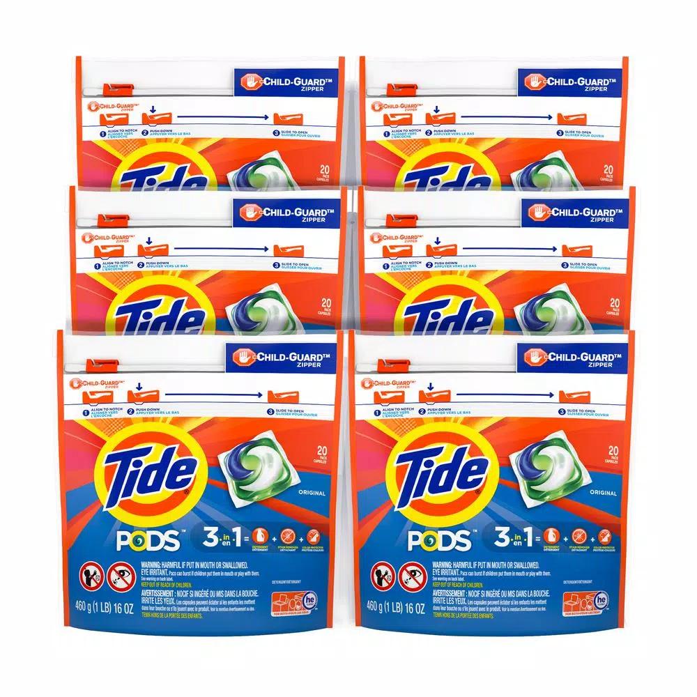 Tide PODS Original Scent Laundry Detergent Pacs, 20-Count (6-Pack)