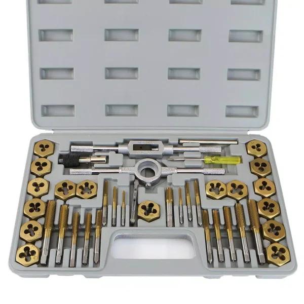 XtremepowerUS Titanium Tungsten Steel SAE Tap and Die Set, 40-Piece Threading Kit