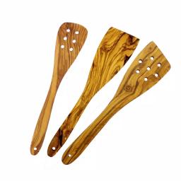 French Home 3-Piece Olive Wood Spatula Set - Handcrafted Sustainable Kitchen Utensils thumbnail 1