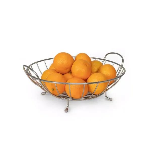 Spectrum Yumi Satin Nickel Fruit Bowl Steel Produce Basket and Organizer