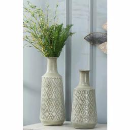 Winsome House 2-Piece Green-Gray Metal Damask Urn Vase Set thumbnail 5