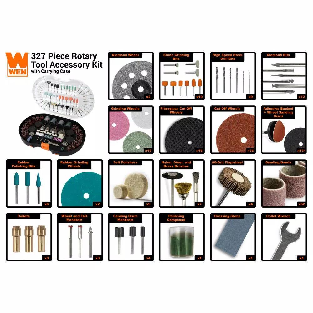 WEN 327-Piece Rotary Tool Accessory Kit with Carrying Case