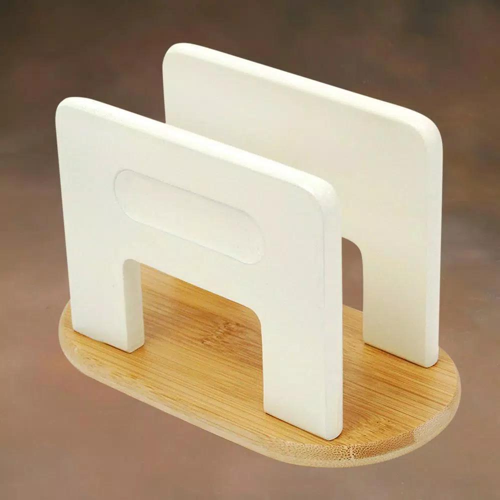 Creative Home Natural Bamboo Napkin Holder - Off White Tabletop Tissue Dispenser