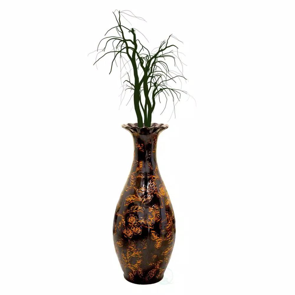 Uniquewise 36 in. Traditional Brown Trumpet Shaped Floor Vase