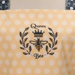 Kay Dee Queen Bee Yellow Cotton Hostess Apron with Honeycomb Bodice and Gingham Skirt thumbnail 2