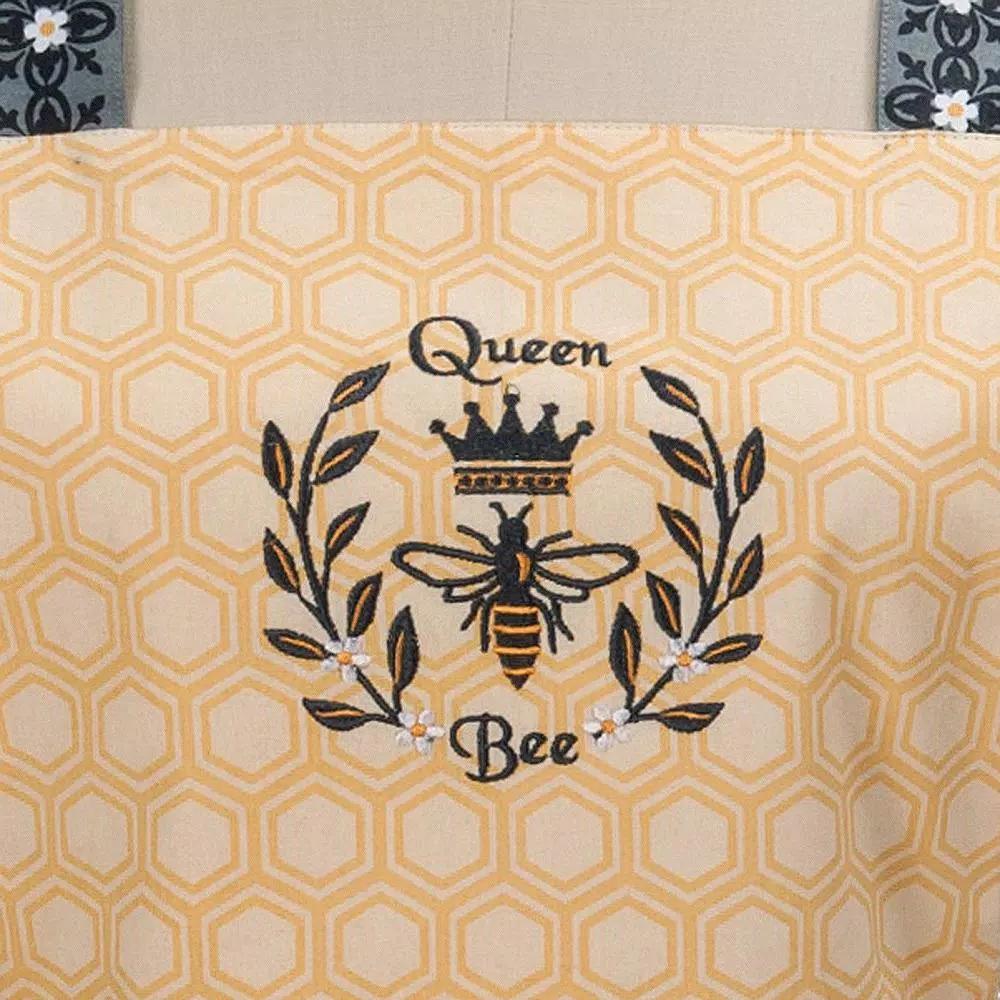 Kay Dee Queen Bee Yellow Cotton Hostess Apron with Honeycomb Bodice and Gingham Skirt