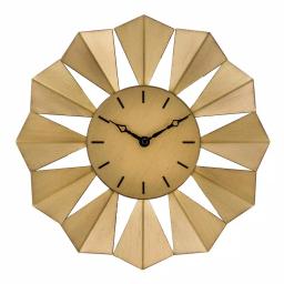 La Crosse Technology 12.8 in. Gold Metal Sunray Quartz Wall Clock - Mid-Century Sunburst Design thumbnail 1