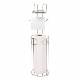Bath Bliss Contemporary Freestanding Toilet Paper Holder with Built-in Phone Shelf and 4-Roll Storage, Satin thumbnail 5