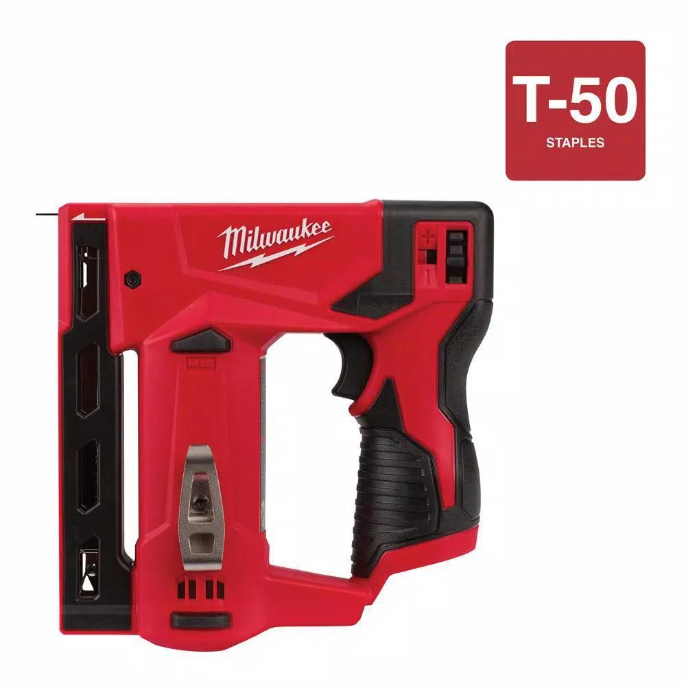 Milwaukee M12 12V Lithium-Ion Cordless 3/8 in. Crown Stapler with 4.0 Ah Battery