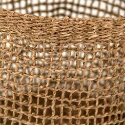 Zentique Hand Woven Seagrass Cylindrical Decorative Basket with Handles, Beige thumbnail 3