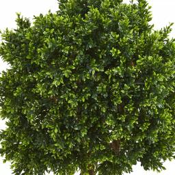 Nearly Natural 46 in. Artificial Boxwood Topiary Tree, UV Resistant Indoor/Outdoor Silk Plant with Planter thumbnail 2