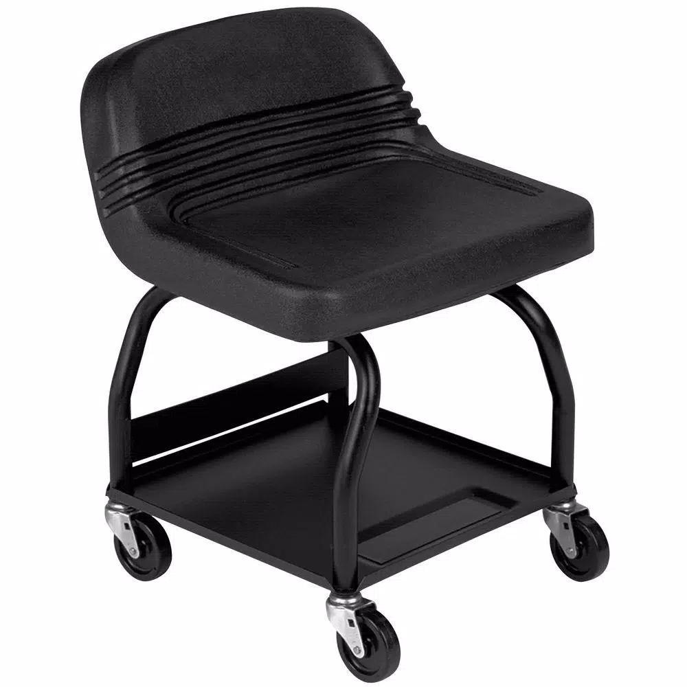 Toolstud Heavy-Duty Shop Seat with High-Back Support and Storage Tray