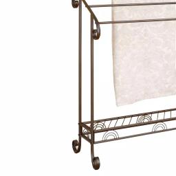 Benjara Modern Freestanding Metal Towel Rack with 3 Chrome Bars - Dark Bronze thumbnail 5