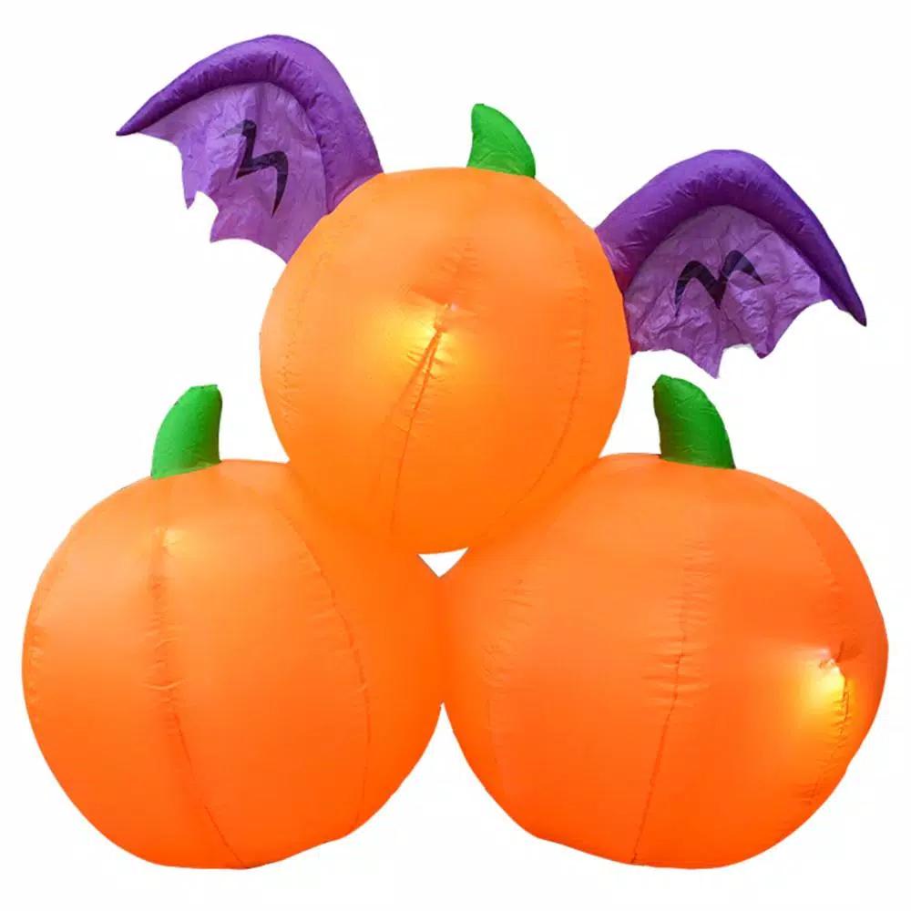 ALEKO's 6 ft. Pre-Lit Winged Jack-O-Lantern Trio Halloween Inflatable Decor