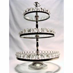 Heim Concept Silver 3-Tier Crystal and Stainless Steel Cake Stand, 20 in. H thumbnail 5