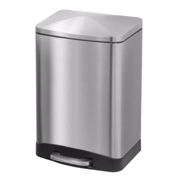 Innovaze 3.2 Gallon Brushed Stainless Steel Rectangular Step-On Trash Can with Fingerprint Resistant Finish