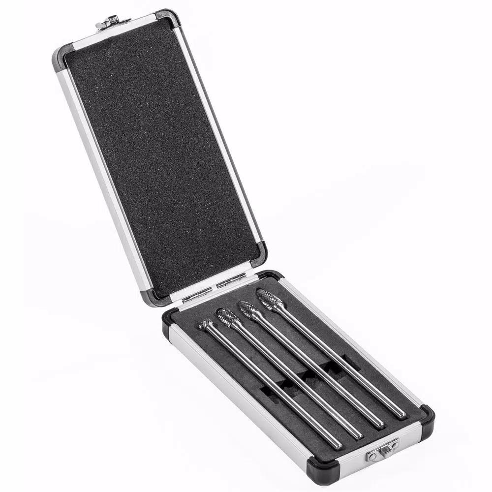 XtremepowerUS 6 in. Long Reach Double Cut Carbide Rotary Burr Bit Set, 4-Piece