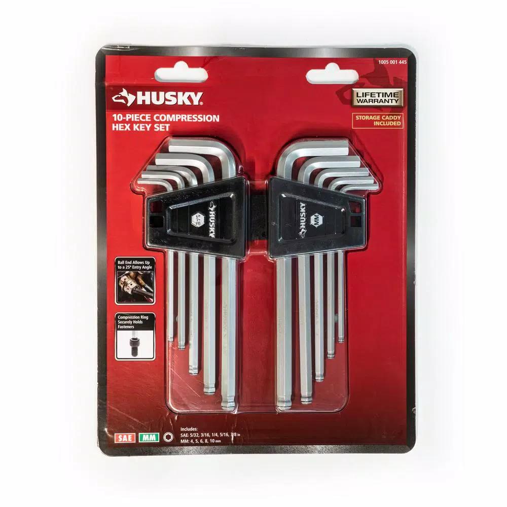 Husky 10-Piece Compression Ring Hex Key Set, Metric and SAE