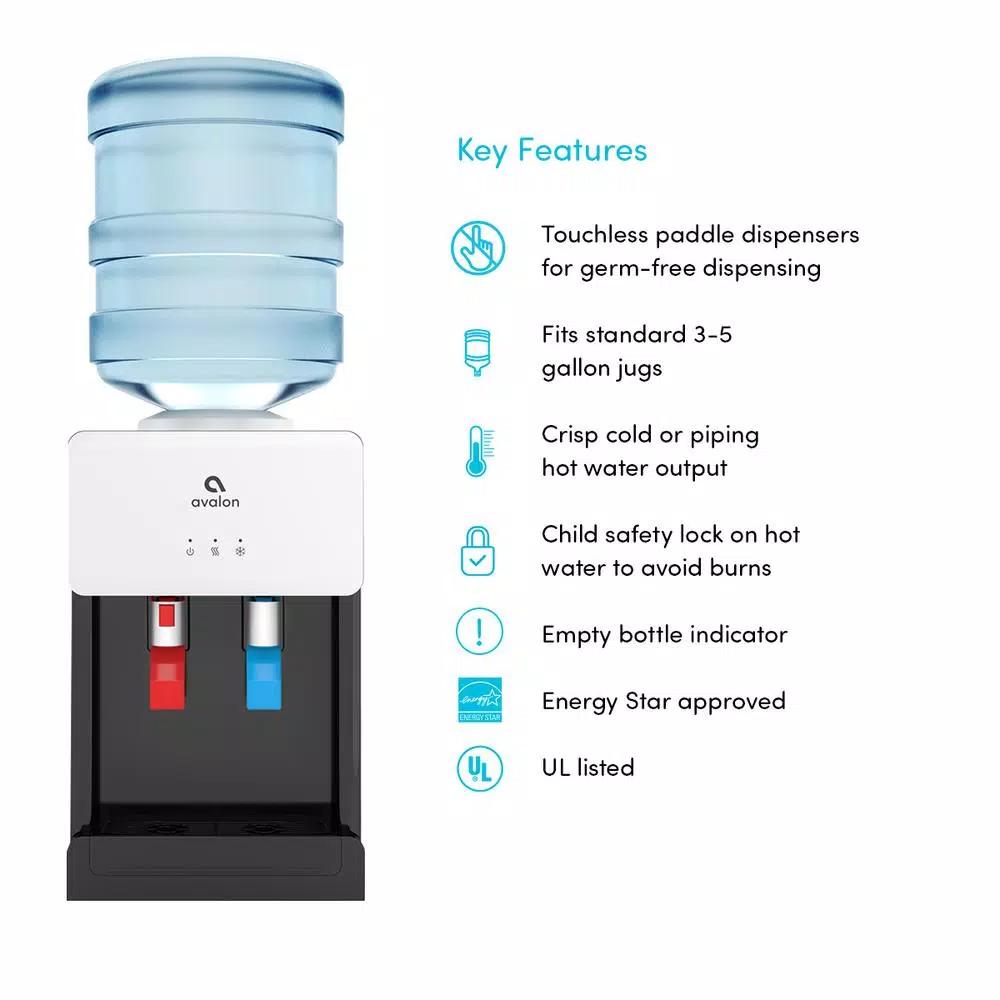 Avalon Countertop Top Loading Water Cooler Dispenser with Child Safety Lock, Hot & Cold, White