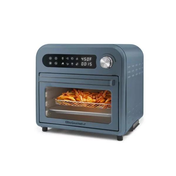 Elite Gourmet 10 Qt. Air Fryer Oven with 8 Presets and Rotisserie, Slate Blue