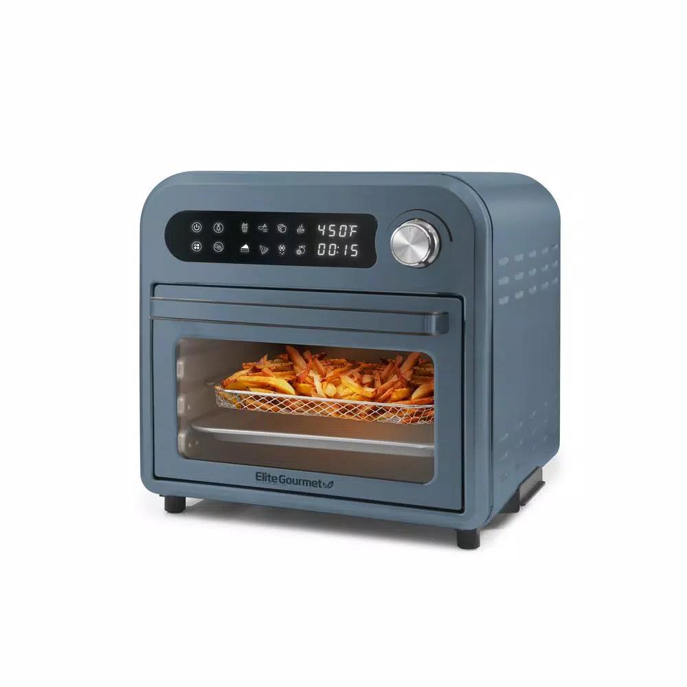 Elite Gourmet 10 Qt. Air Fryer Oven with 8 Presets and Rotisserie, Slate Blue