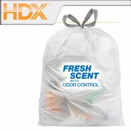HDX 13 Gallon White Fresh Scent Drawstring Kitchen Trash Bags, 50-Count thumbnail 3