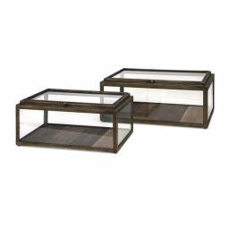 IMAX Winthorp Glass and Wood Decorative Display Boxes, Set of 2 thumbnail 1