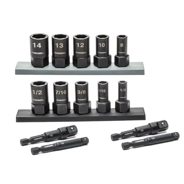 Husky Dual Direction Extraction Socket Set, SAE/Metric, 14-Piece