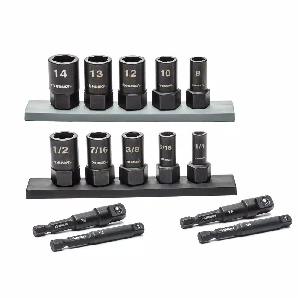 Husky Dual Direction Extraction Socket Set, SAE/Metric, 14-Piece