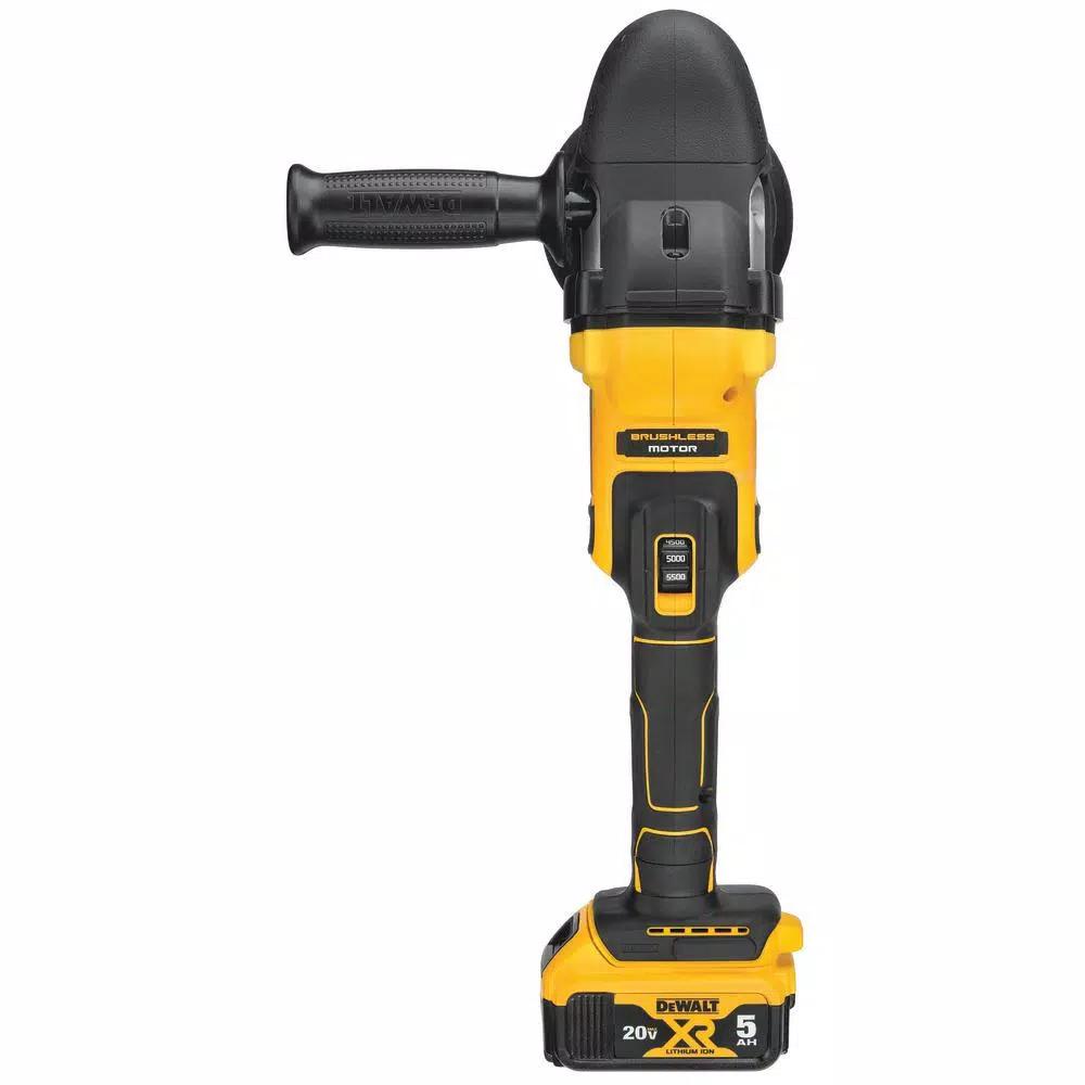 DEWALT 20V MAX XR Cordless Brushless 5 in. Variable Speed Random Orbit Polisher Kit with (2) 5.0 Ah Batteries & Charger