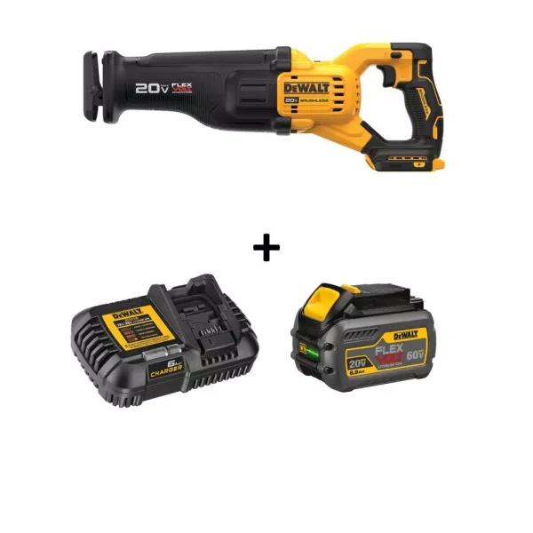 DEWALT 20V MAX Brushless Reciprocating Saw Kit with FLEXVOLT Advantage & 6.0Ah Battery