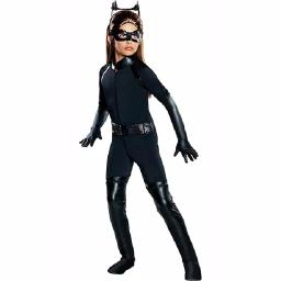 Rubie's Costumes Girls Deluxe Catwoman Costume - Black Faux Leather Superhero Villain Outfit thumbnail 1
