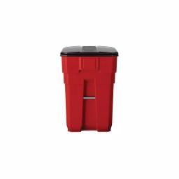 Suncast Commercial 96 Gallon Red Heavy Duty Wheeled Trash Can with Attached Lid thumbnail 3