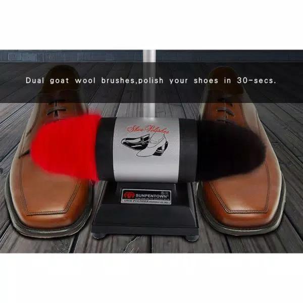 SPT Professional Shoe Buffer with 100% Lamb Wool Dual Buffers and 31 in. Stand-Up Operation