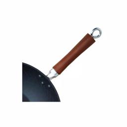IMUSA 14 in. Light Cast Iron Pre-Seasoned Wok with Wood Handle thumbnail 3