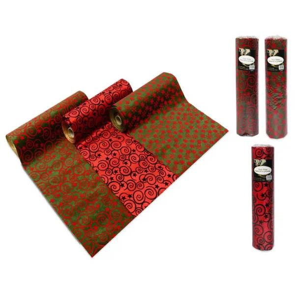 Unbranded 11 in. x 3 yd. Assorted Printed Tinsel Christmas Ribbon Rolls, 4-Pack