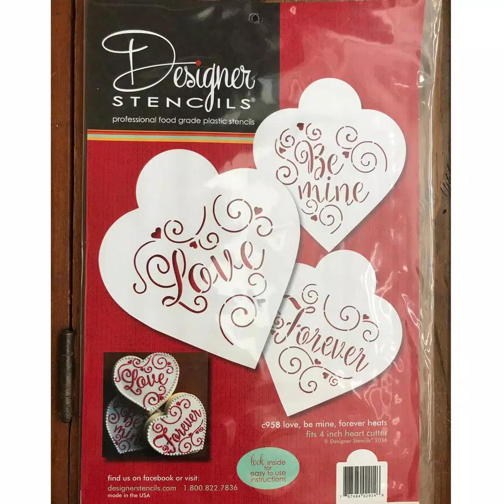 Designer Stencils Contemporary Hearts and Love Cookie Stencil Bundle - 6 Pattern Set