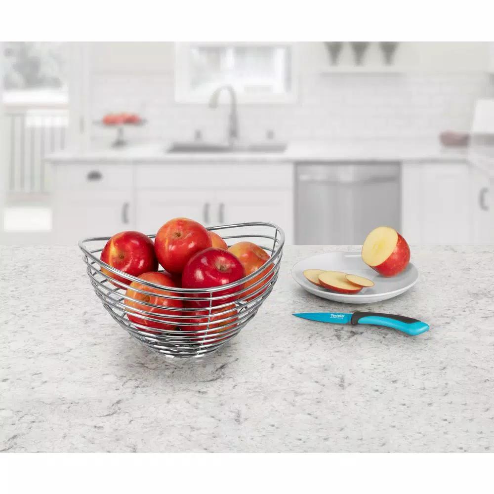 Spectrum Opus Chrome Steel Fruit Bowl - Decorative Countertop Produce & Bread Basket