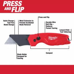 Milwaukee 6-in-1 Electrician Combination Pliers and FASTBACK Utility Knife 2-Pack Set thumbnail 5